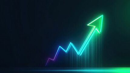 sleek, minimalistic neon chart with glowing upward trend symbolizes growth and success. vibrant colors create energetic atmosphere, perfect for business presentations