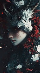 Enigmatic Dragon Woman: A Dark Fantasy Portrait