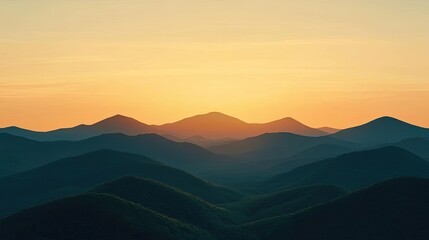 Obraz premium Abstract landscape background concept. A stunning sunset over rolling mountains, creating a serene atmosphere and beautiful scenery.