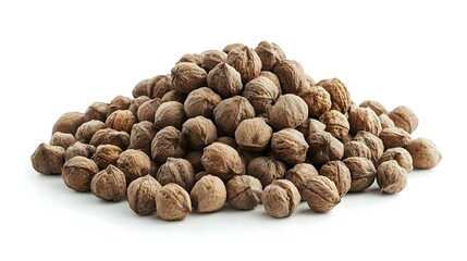heap of walnuts isolated on white background