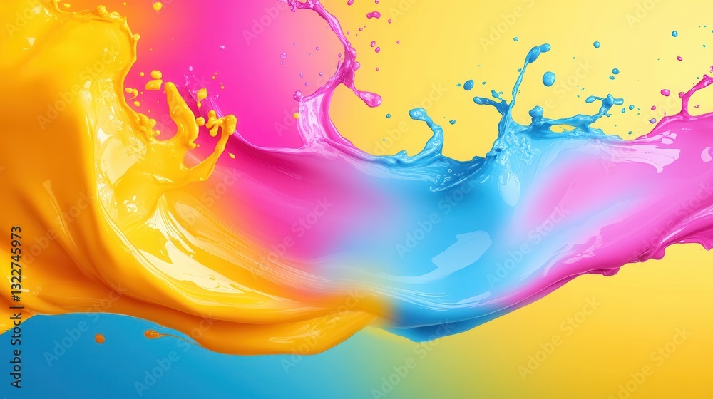 Poster Vivid splashes of color create an iridescent background with dynamic energy and bold hues ideal for creative designs