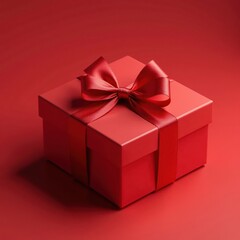 Obraz premium Crimson ribbon cupid's bow adorns a rich red gift box , valentines, special occasion