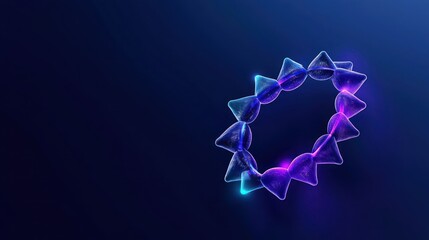 Fototapeta premium Neon Halo of Innovation: A captivating, glowing, three-dimensional ring of light pulses with vibrant blue and purple hues against a deep dark backdrop.