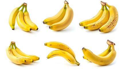 Collection of bananas isolated on white