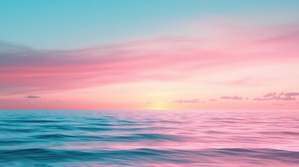 Naklejka premium Seascape abstract background idea. A serene ocean view during sunset with vibrant pink and blue hues in the sky.