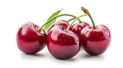 Sweet cherry berries isolated on white