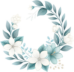 The circle floral frame features delicate, symmetrical designs, ideal for creating a graceful visual display. 