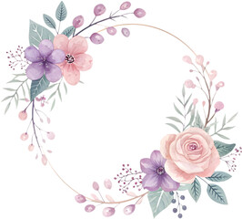Naklejka premium The circle floral frame features delicate, symmetrical designs, ideal for creating a graceful visual display. 