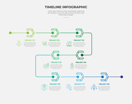 timeline infographic outline style with 5 point template with outline flip ribbon on roadway journey line for slide presentation