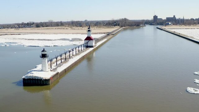 st joseph michigan lighthouse drone video