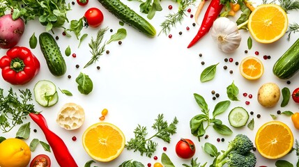 Frame from various vegetables and fruits
