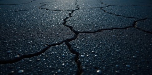 Obraz premium Dark gray asphalt, coarse texture, fine cracks, worn, road