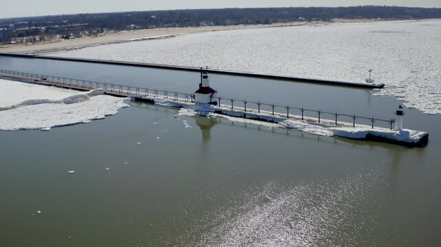 st joseph michigan lighthouse drone video
