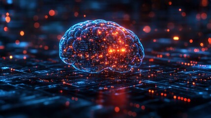 A digital representation showcases a brain-like structure illuminated with vibrant colors, symbolizing the fusion of quantum computing and neural networks.