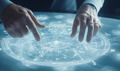 Interactive data visualization session modern office technology presentation digital environment close-up viewpoint