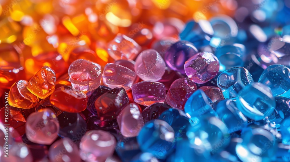 Poster small glass marbles in a variety of vibrant colors fill the frame, showcasing their smooth surfaces 