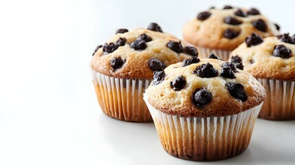 Homemade tasty miffins on white background