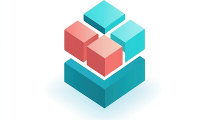 Obraz premium A modern, geometric design featuring stacked cubes in vibrant colors, representing creativity and innovation.