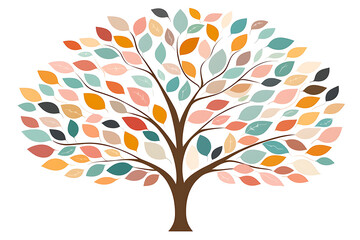 Naklejka premium Colorful tree with vibrant leaves nature scene digital art artistic environment eye-level view natural beauty