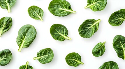 Obraz premium Fresh Spinach Leaves Isolated on White Background