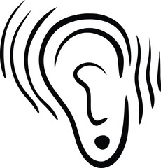 Assistive listening ear hearing sound wave accessibility signage vector illustration pictogram wcag