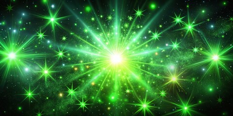 Naklejka premium Vibrant green stars bursting with cosmic energy release