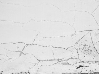 Crack wall texture background broken earthquake effect, whtie grey building cement damage pattern plaster grunge black line paint surface abstract, construction rough street concrete backdrop.