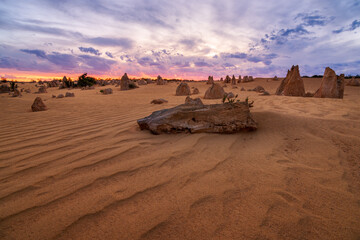 Sunset at the pinnacles desert, Western Australia.