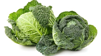 Savoy Cabbage isolated on white background