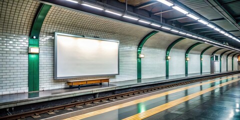 Obraz premium Empty Billboard in Paris Subway Station, empty signage, urban texture, empty signage