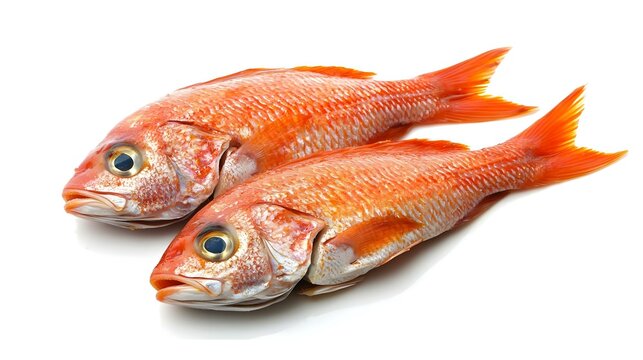 Pescado Rojo Fresco Aislado En Fondo Blanco Comida Americana