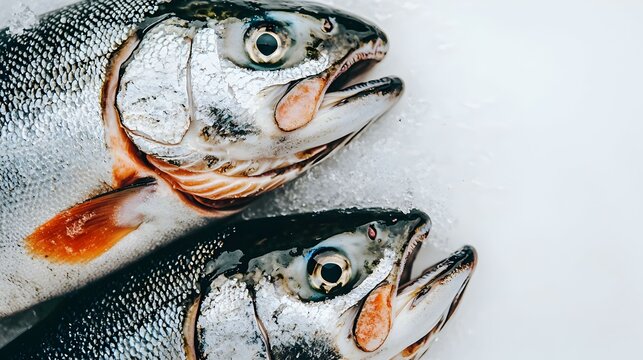 Pescado fresco crudo listo para cocinar aislado sobre fondo blanco. Comida americana