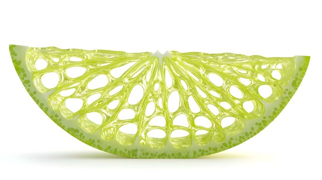 Rodaja de lima verde fresca y saludable aislada sobre fondo blanco. Comida americana