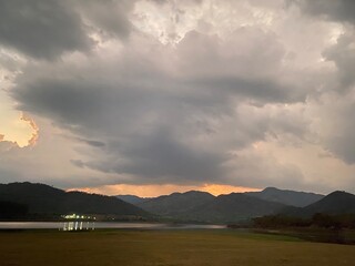 sunset over the lake
