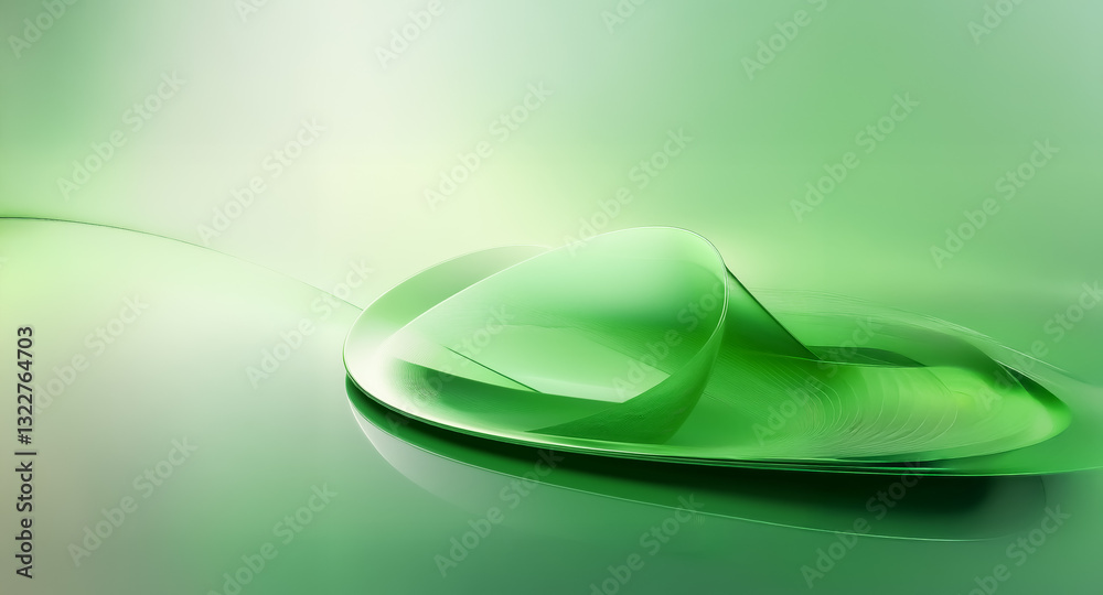Wall mural soft green abstract with smooth flowing lines and shapes, creating a calming and organic feel. gentl