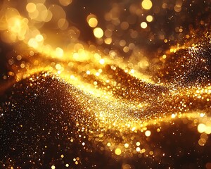 Obraz premium Glittering Golden Light Dancing Across a Dark Textured Background