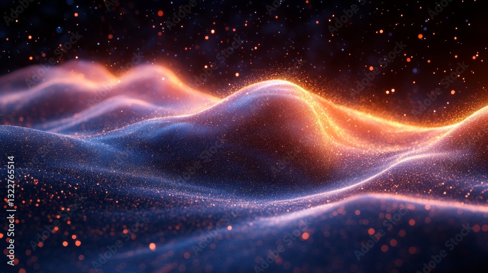 Fototapete illuminated waves represent fundamental concepts of quantum mechanics, showcasing superposition and 