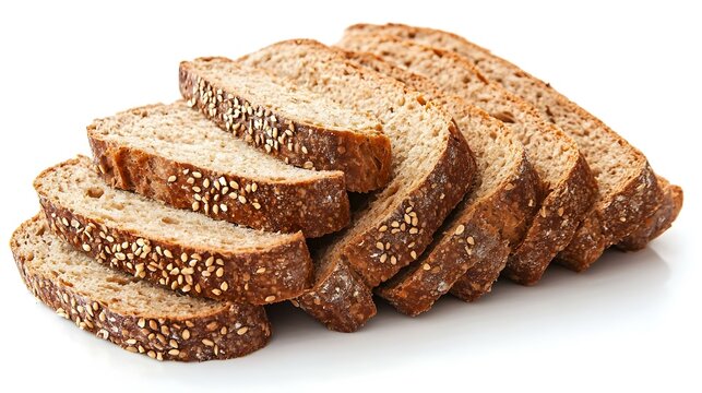 Sliced Whole Grain Bread isolated on white background