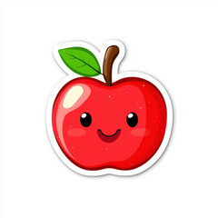 Obraz premium cheerful cartoon apple with smiling face and green leaf, perfect for children designs and educational materials