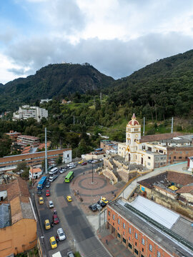 Circular Plaza And Church In Bogota, Colombia