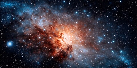 Naklejka premium Galactic Center Starlight Concepts. Vibrant galaxy filled with colorful stars and cosmic dust.