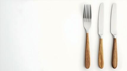 Cutlery set with Fork and knife isolated