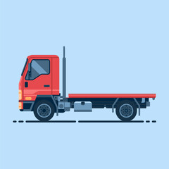 Modern Flatbed Truck with an Open Cargo Platform