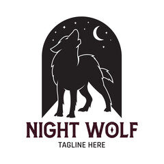 Howling Wolf illustration logo design