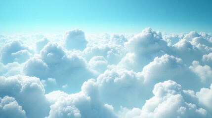 A breathtaking view of fluffy white clouds against a vibrant blue sky. Serene and peaceful.