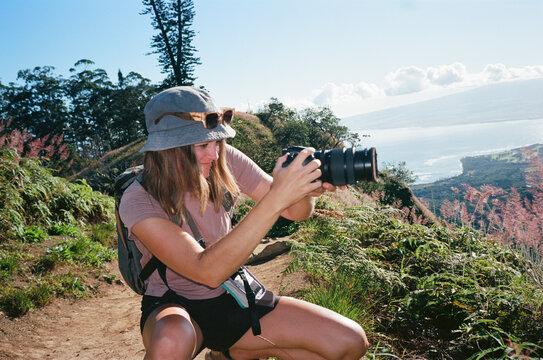 35mm film photographer in nature