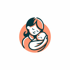 Mother with baby in arms logo template