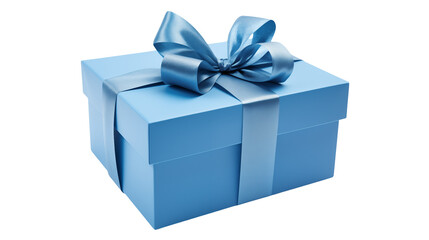Fototapeta premium Elegant Light Blue Gift Box with Satin Ribbon for Festive Occasions isolated on transparent background