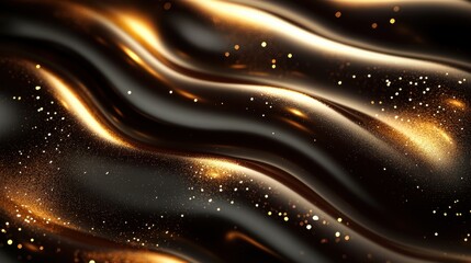 Obraz premium Luxurious dark waves with golden glitter. Abstract background with a rich, elegant feel.