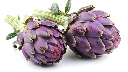 Fresh purple artichoke isolated on white